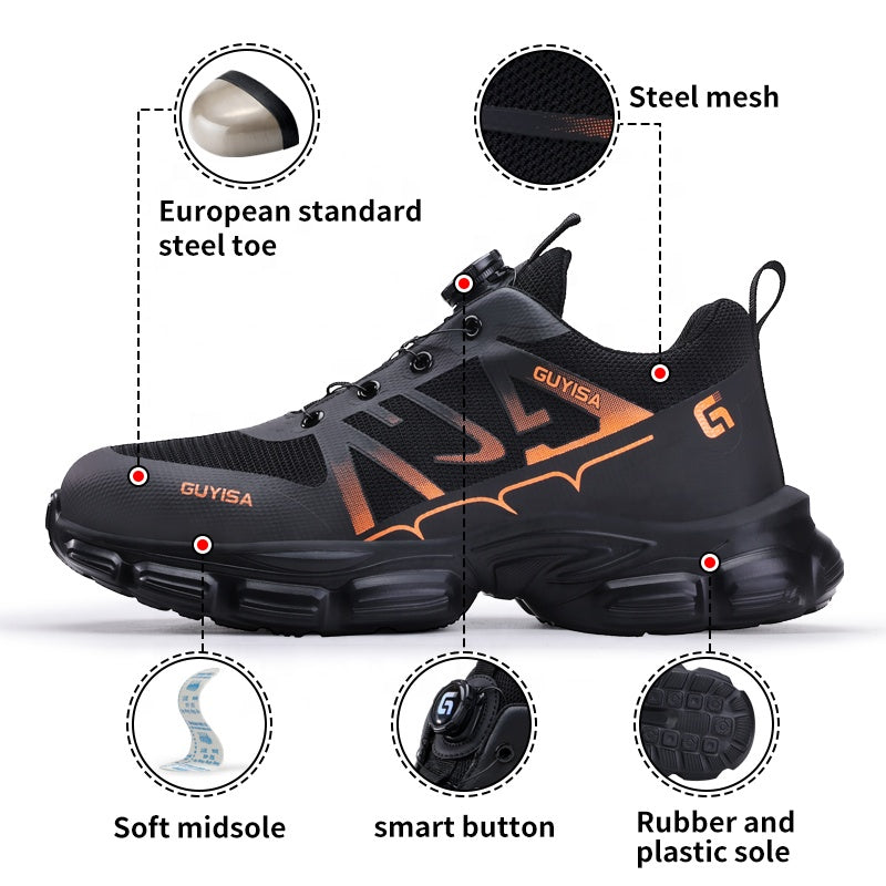 Steel toe work shoe in black-grey - material