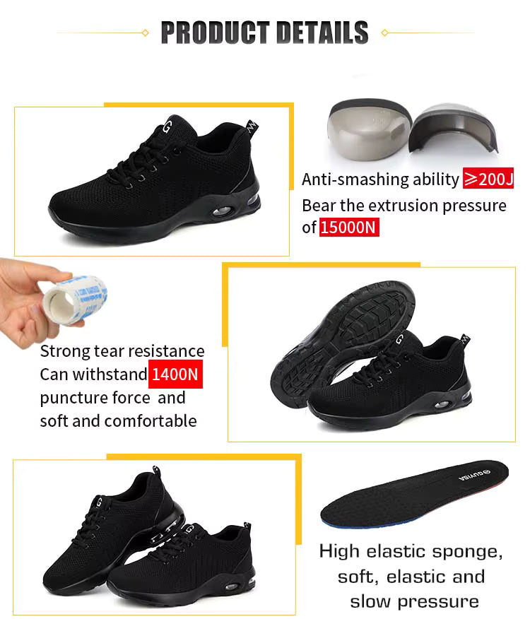 Puncture-proof midsole safety sneaker — 1100N reinforced protection against sharp objects