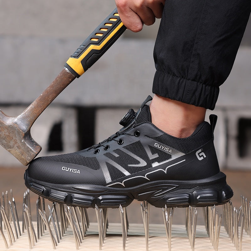 Kevlar puncture-resistant midsole work shoe detail
