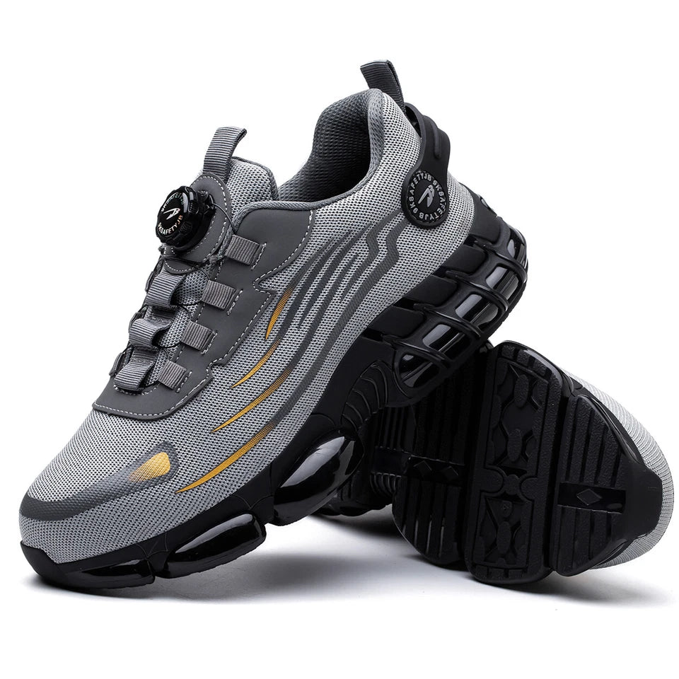 Men's steel toe work shoe in white - side profile